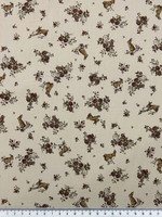 Floral & Bunnies on Camel Printed Cotton