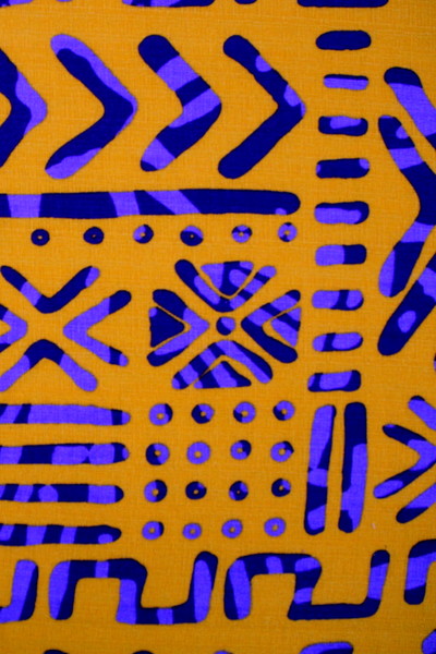 Purple Tones on Mustard Pasifika Printed Dobby