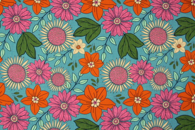 Petal Power Retro Flowers Premium Printed Cotton