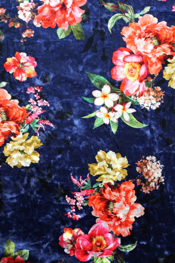 Spring Bloom Printed Stretch Velvet