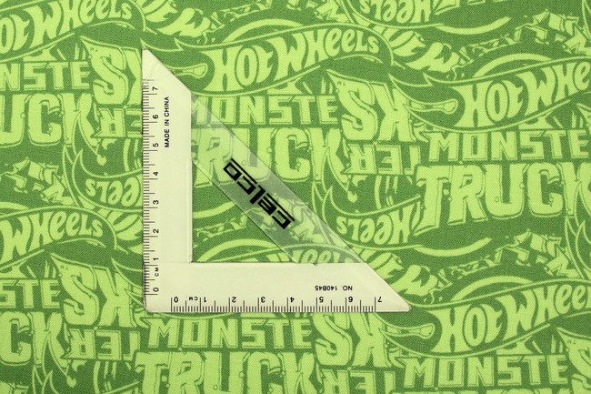 Hot Wheels Monster Trucks Logo on Multi Green Premium Printed Cotton