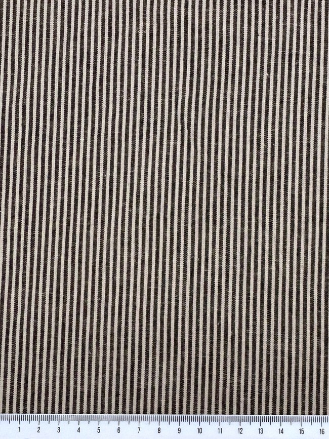 Black & Fawn Pinstriped Linen Cotton Shirting