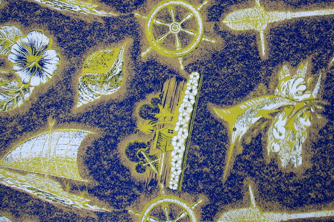 Island Pictures on Blue Island Style Polycotton