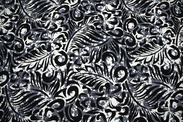 Black on Grey & White Island Inspired Printed Dobby Cotton