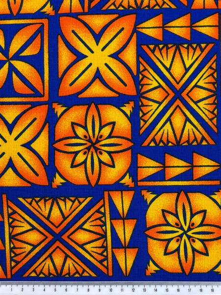 Orange & Yellow on Royal Pacific Island Cotton Dobby