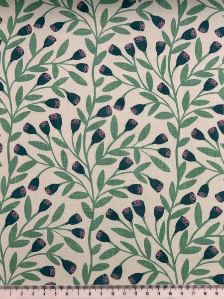 Seed Pod Botanical on Printed Cotton