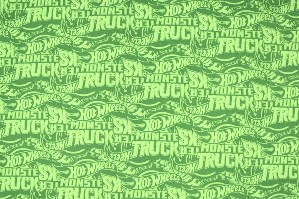 Hot Wheels Monster Trucks Logo on Multi Green Premium Printed Cotton