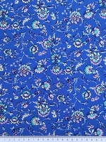 * SPECIAL * Cornflowers & Daisies on Mid-Blue Crinkle Rayon