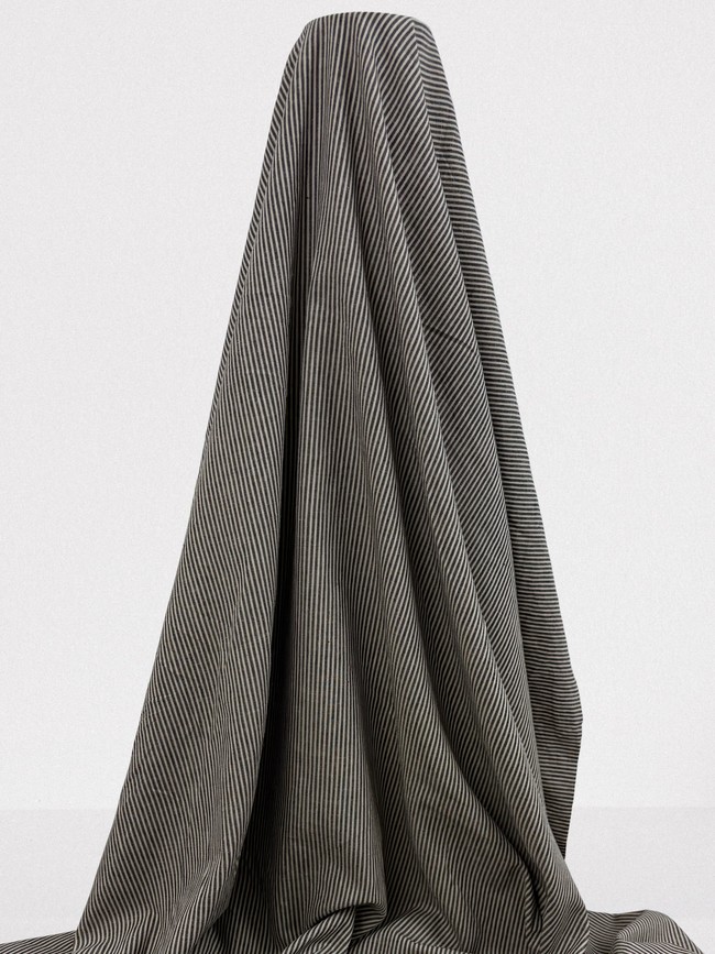 Black & Fawn Pinstriped Linen Cotton Shirting