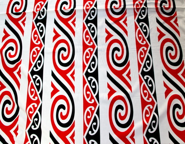 Koru Printed Rayon - Red & Black on White