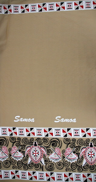 Samoan Border Design on Beige Island Style Polycotton