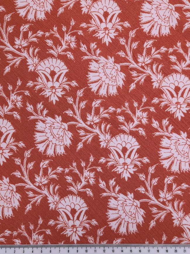* SPECIAL * Cornflowers on Terracotta Crinkle Rayon