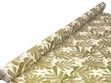Green Palm Leaves on Ivory Printed Bamboo Cotton Blend
