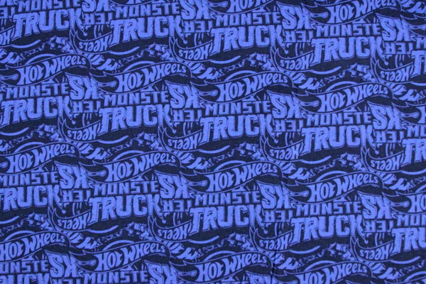 Hot Wheels Monster Trucks Logo on Multi Blue Premium Printed Cotton