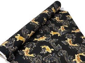 Japanese Koi Carp Foiled Mid-weight Premium Textured Cotton