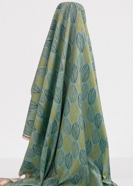 Leaves on Mint Printed Cotton

